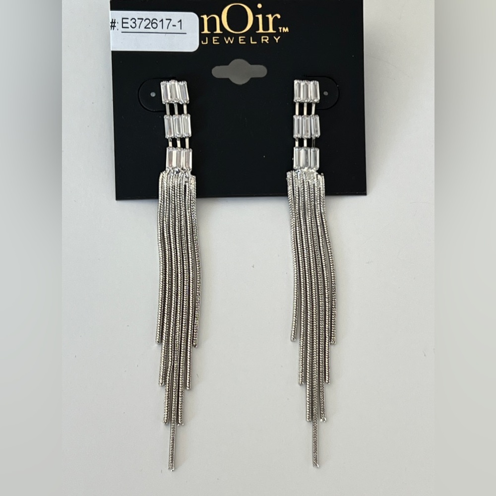 nOir Jewelry (at Nordstroms) - Dangling Earrings - Rhinestones and Steel Color - Picture 2 of 2